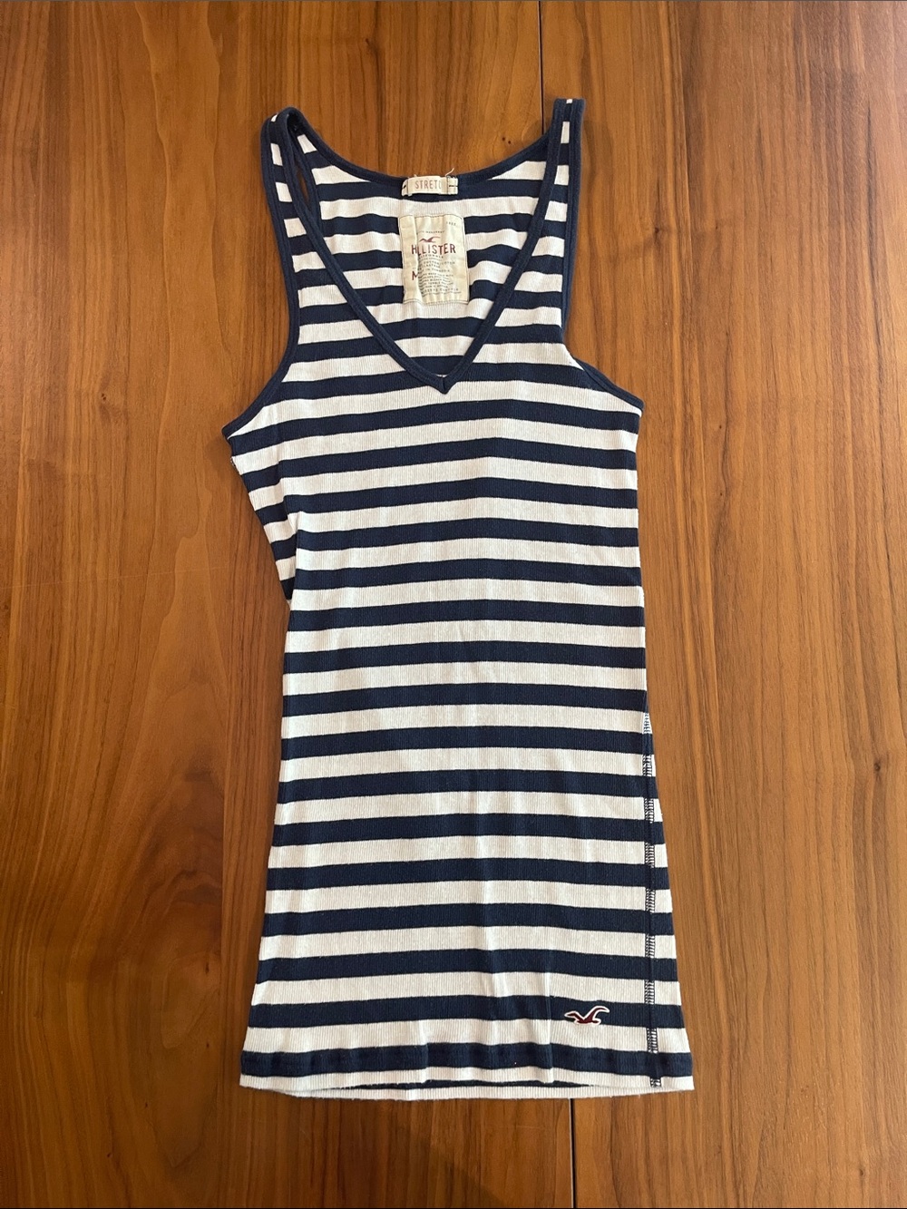 Vintage y2k Hollister Navy & White Striped V-Neck Tank